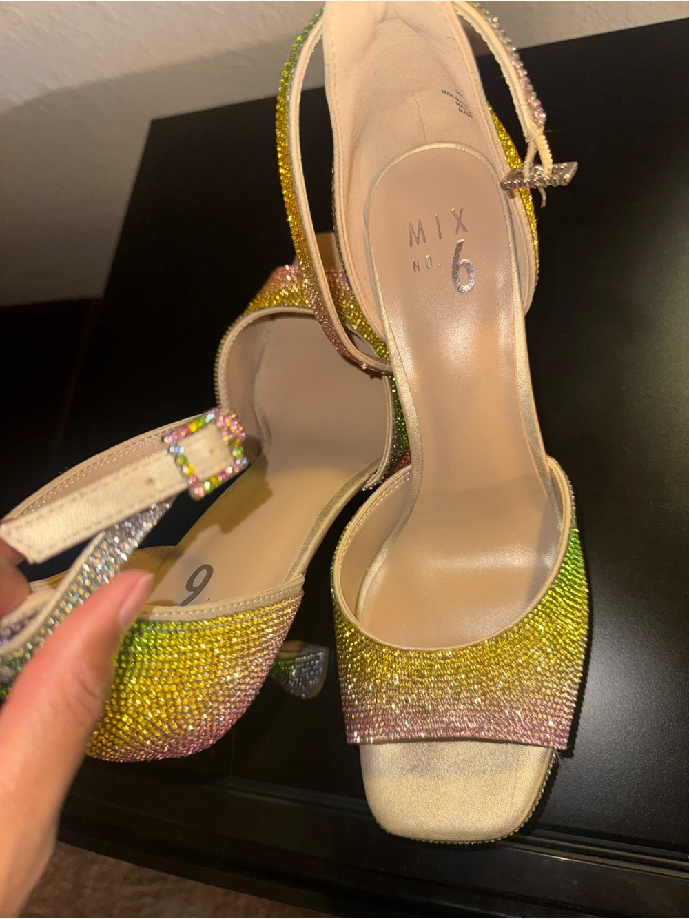 Rhinestone Gradient Platform Heels - Multi-Color - Picture 3 of 4